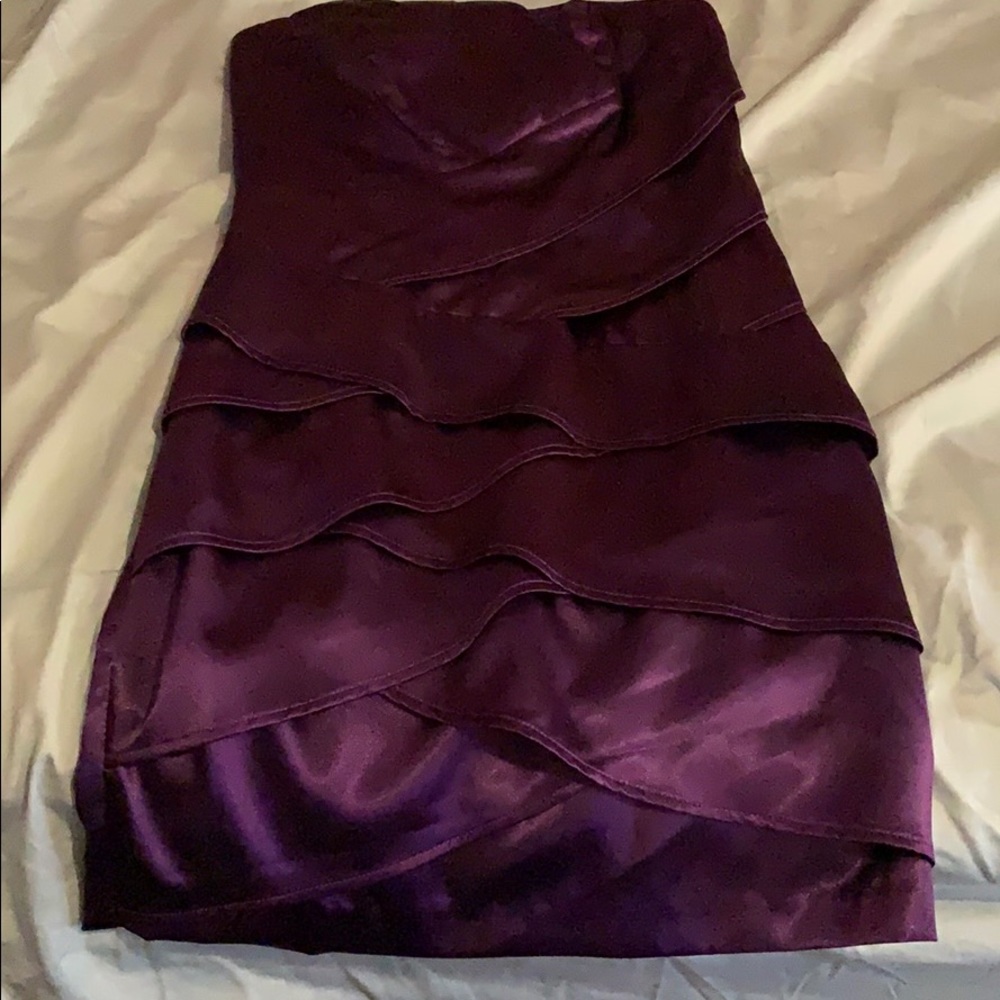 Strapless purple dress